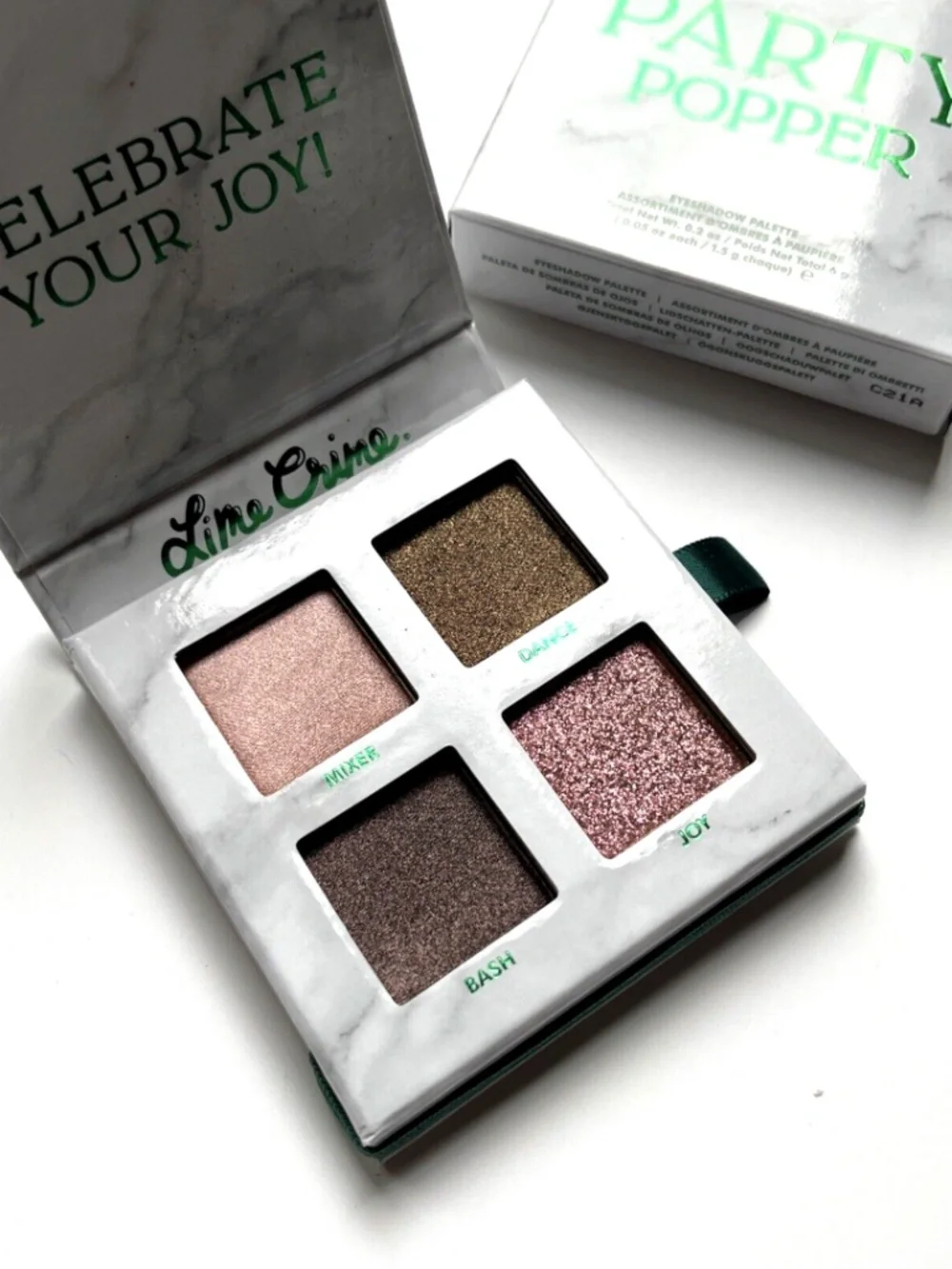 NIB Lime Crime Party Popper Eyeshadow Palette Metallic Shimmer Mauve Nude 4 Colo